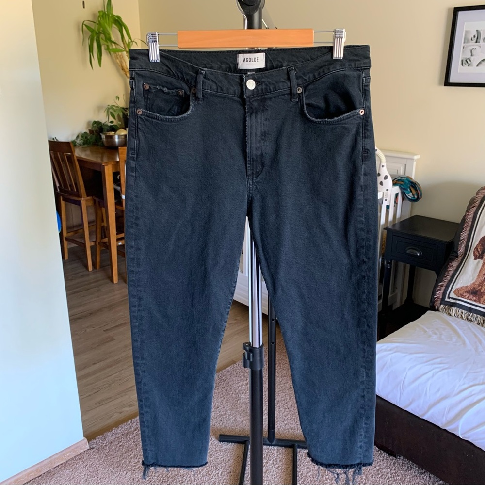 Agolde Toni Mid Rise Straight Jeans Black 30